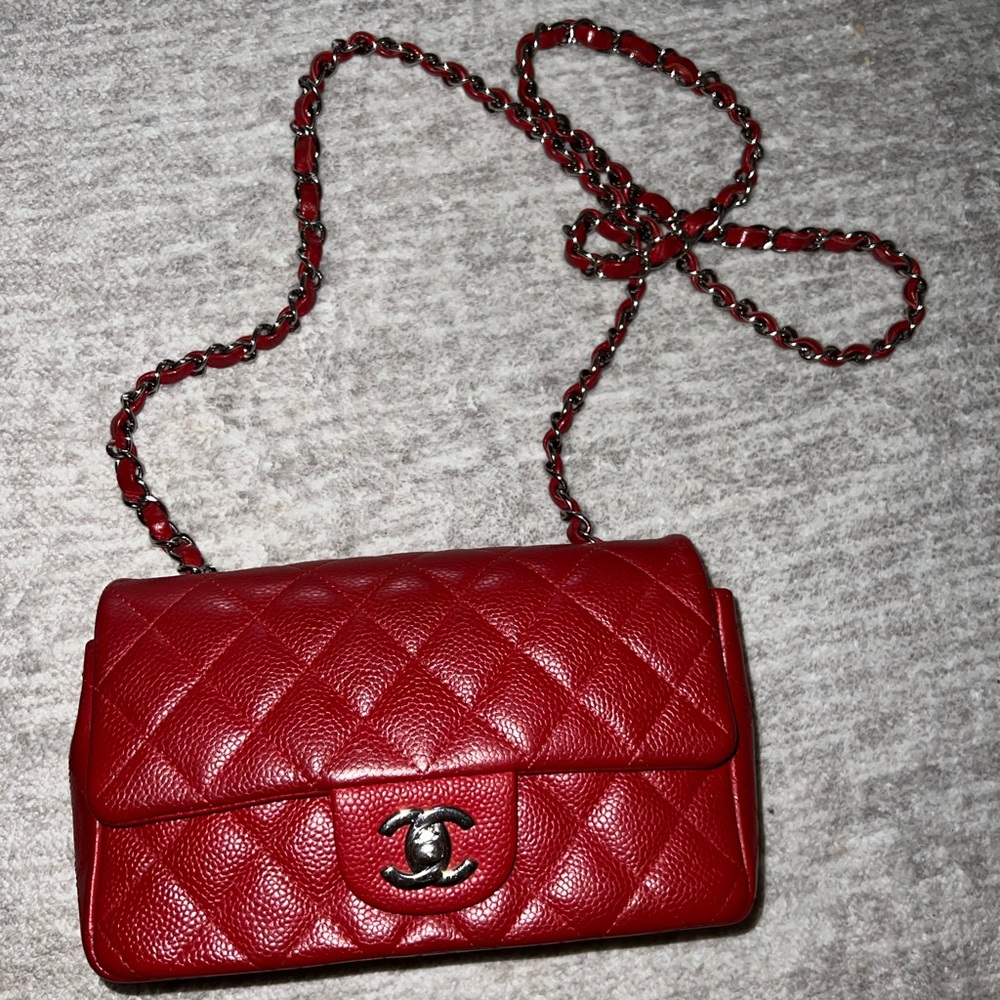 Red Chanel flap bag